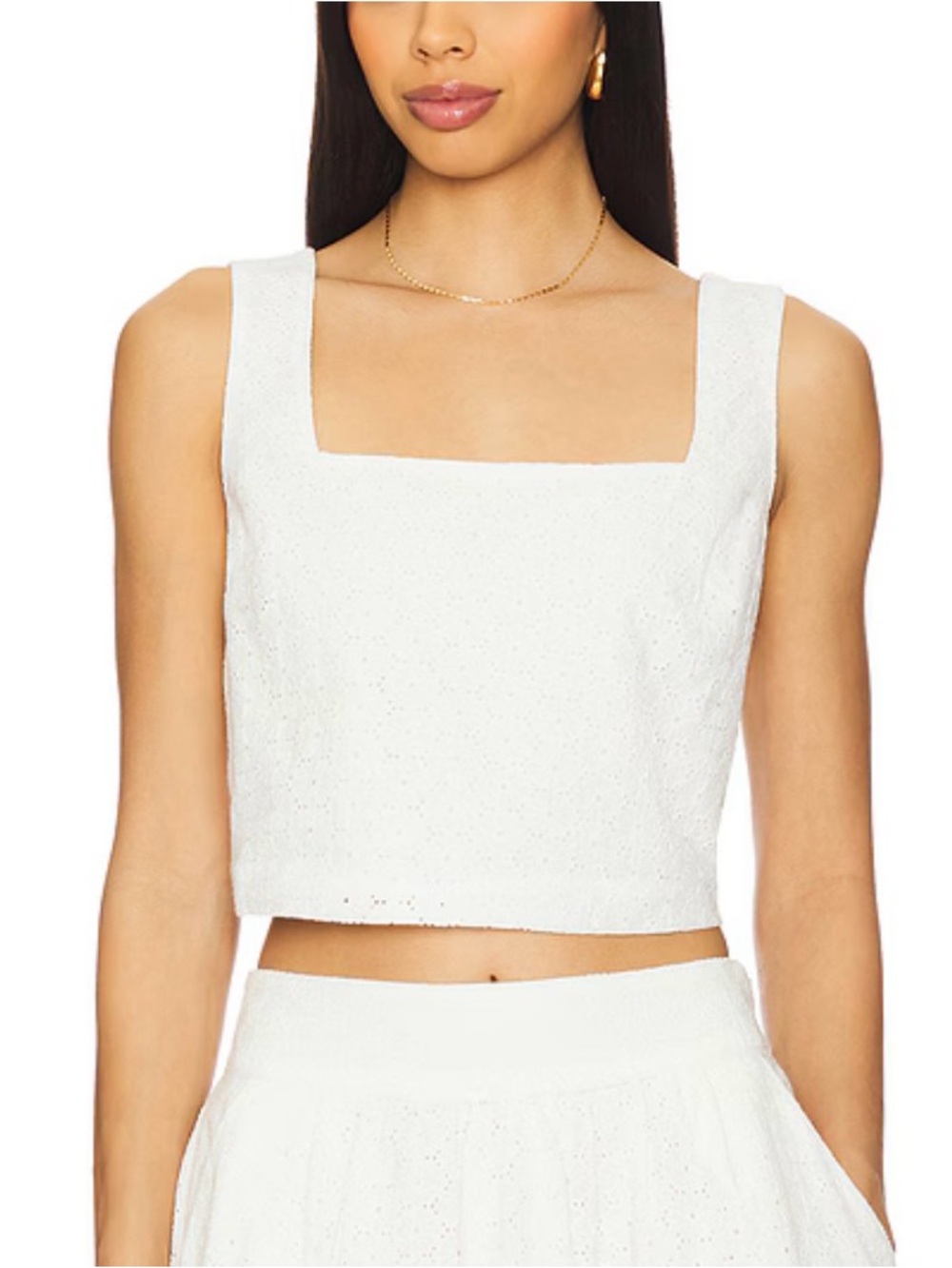 Paige Aelita White Eyelet Crop Top